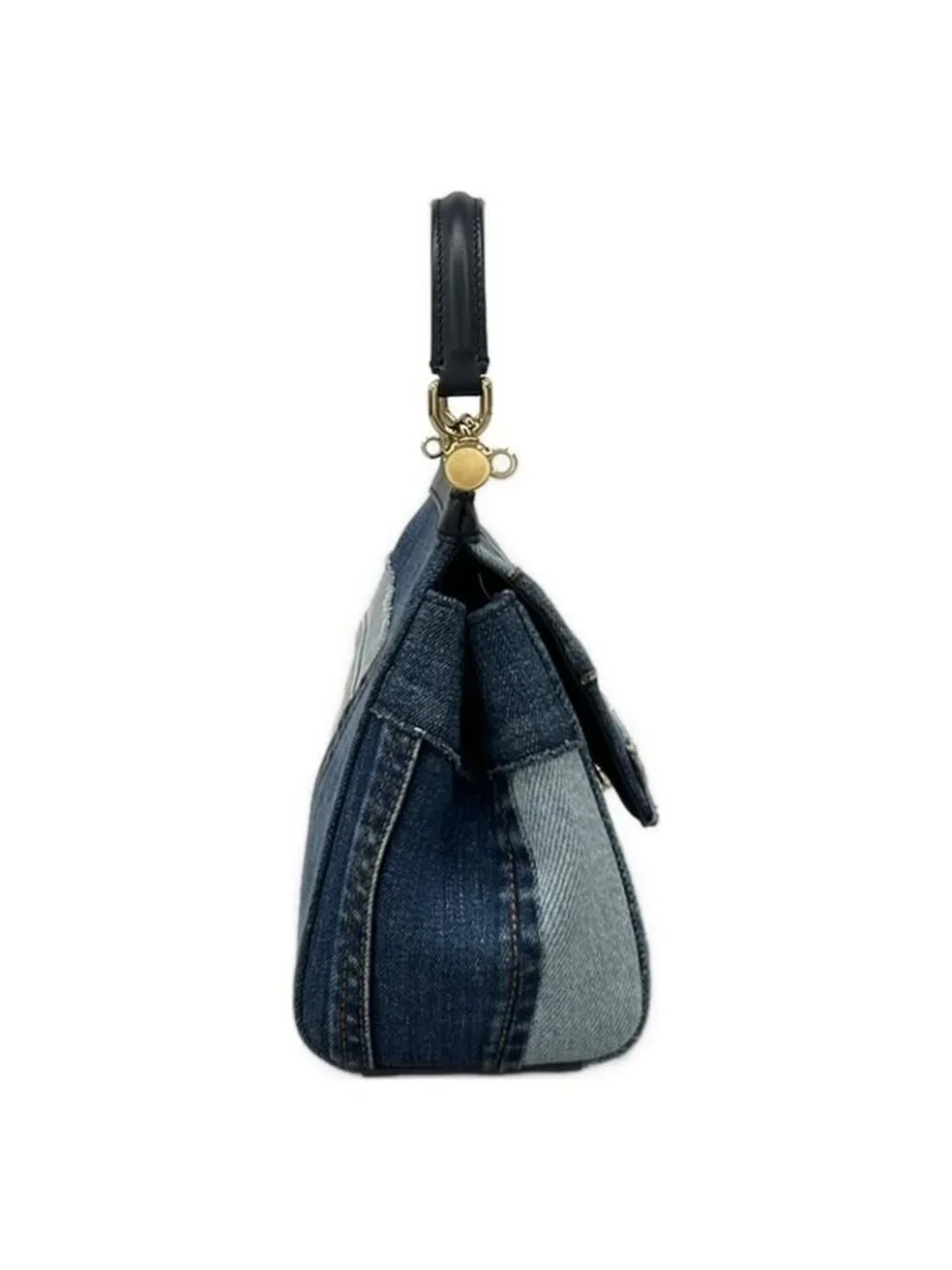 ★SOLD★ Dolce & Gabbana Handbag Shisiri Navy Dark Light Blue Leather - Picture 2 of 15